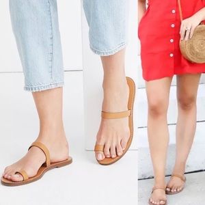 NEW Madewell The Boardwalk Bare Slide Sandal Leather Earthen Sand Size 8 In Box